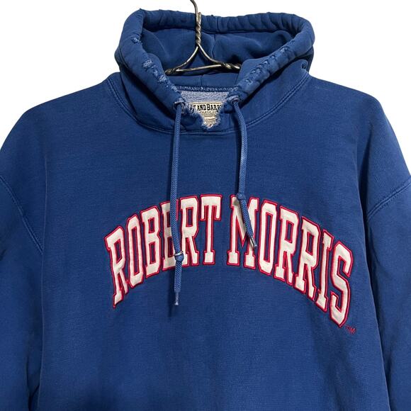 Robert Morris Hoodie Sweatshirt Vintage Y2K Mens Size XXL Blue Reverse Weave - Picture 3 of 10